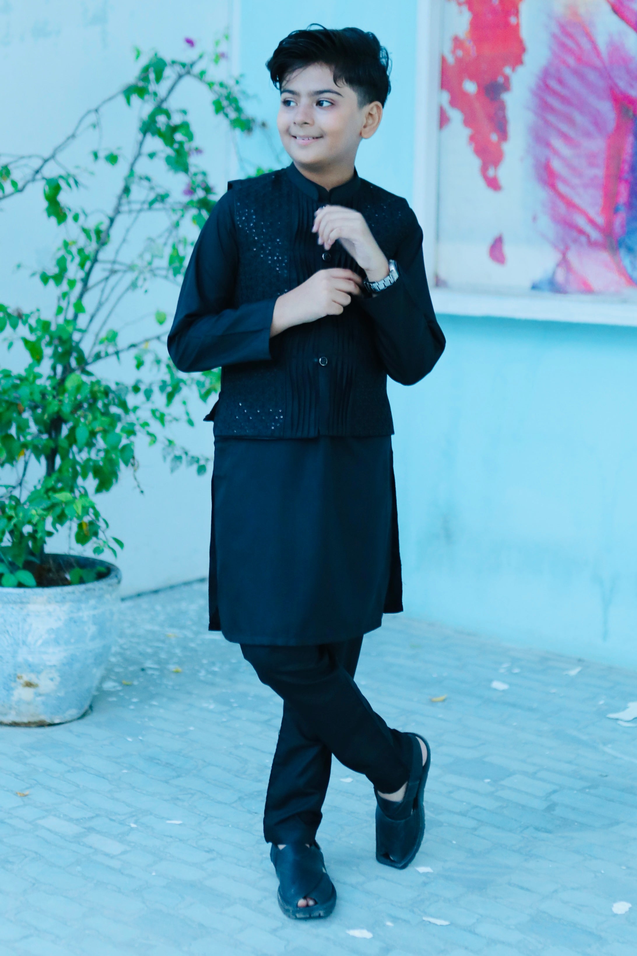 Black Waistcoat Suit AHW 011