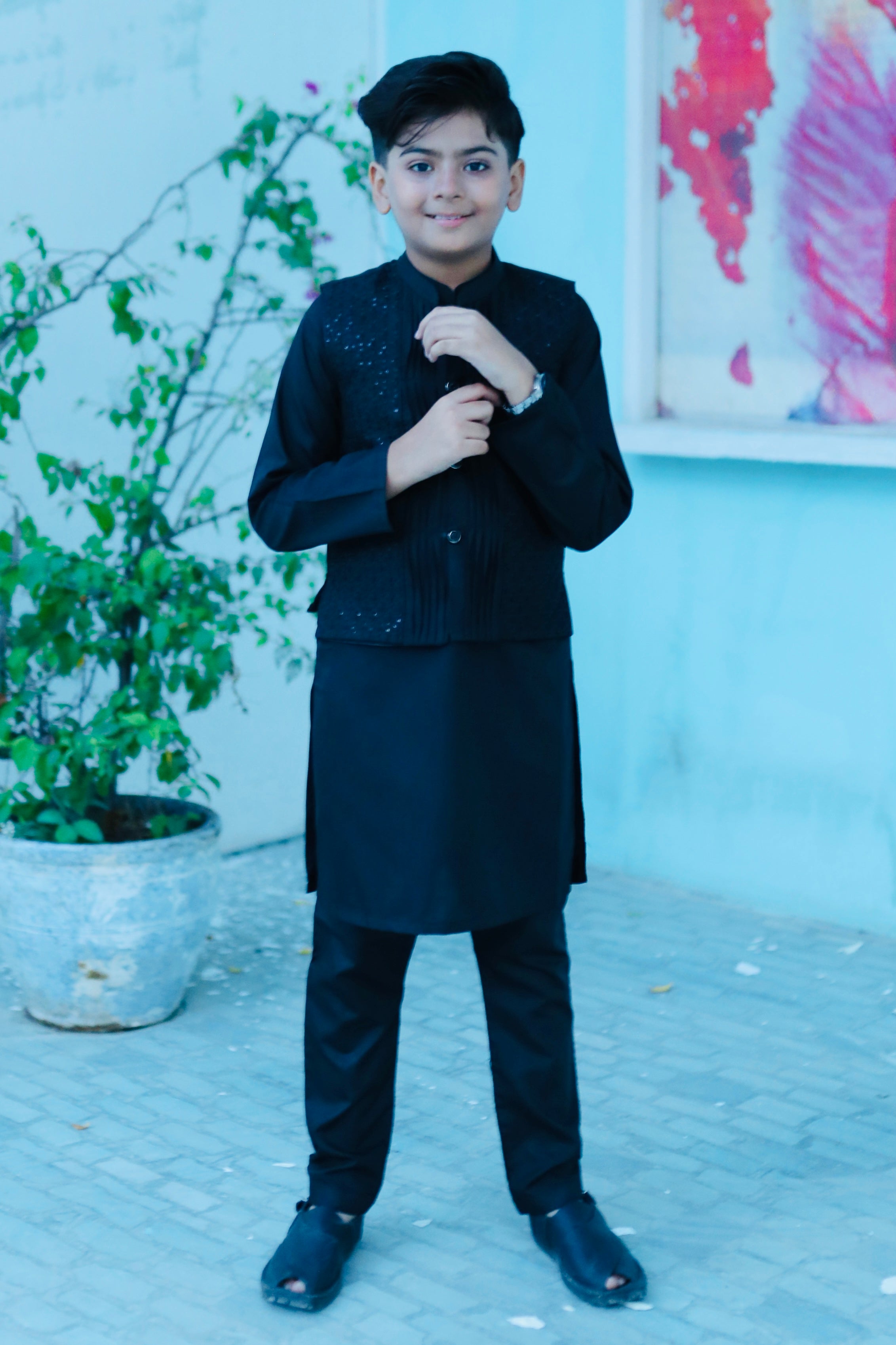 Black Waistcoat Suit AHW 011