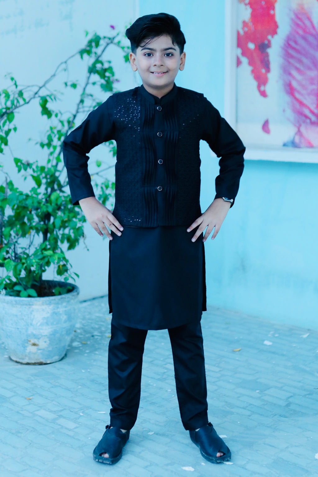 Black Waistcoat Suit AHW 011