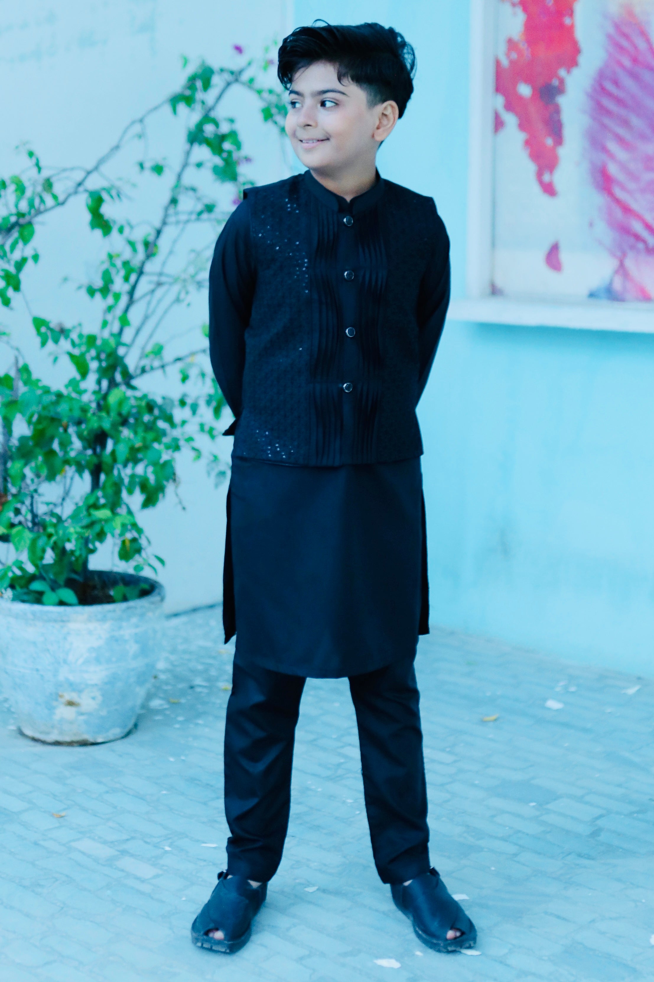 Black Waistcoat Suit AHW 011