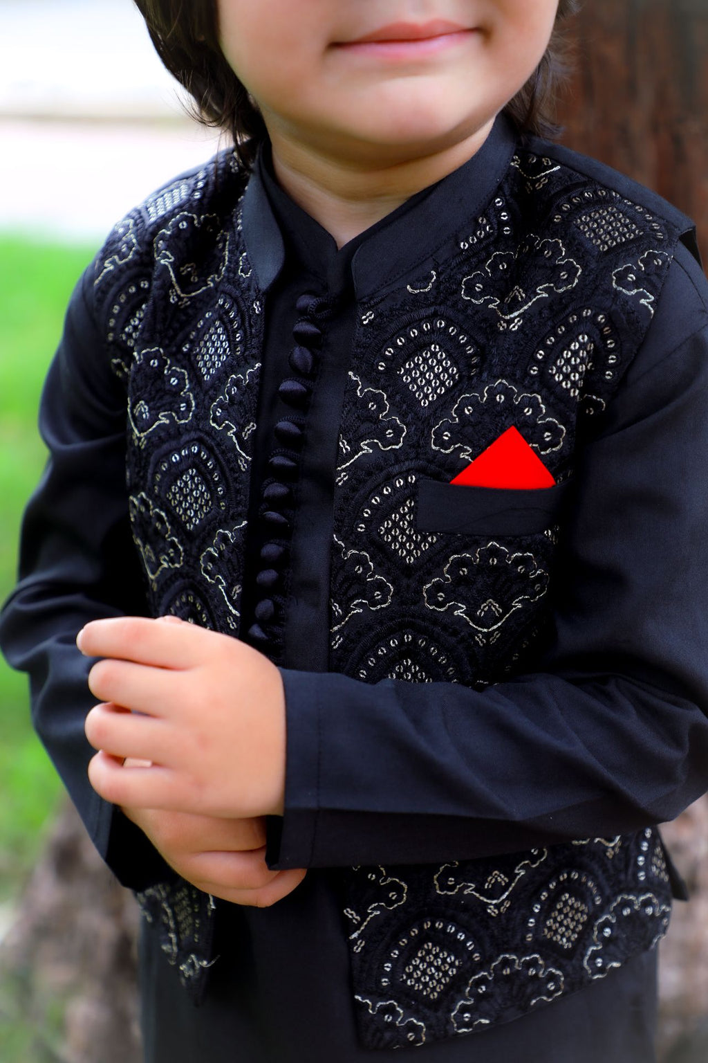 Ebony Black Waistcoat Suit-KC 047