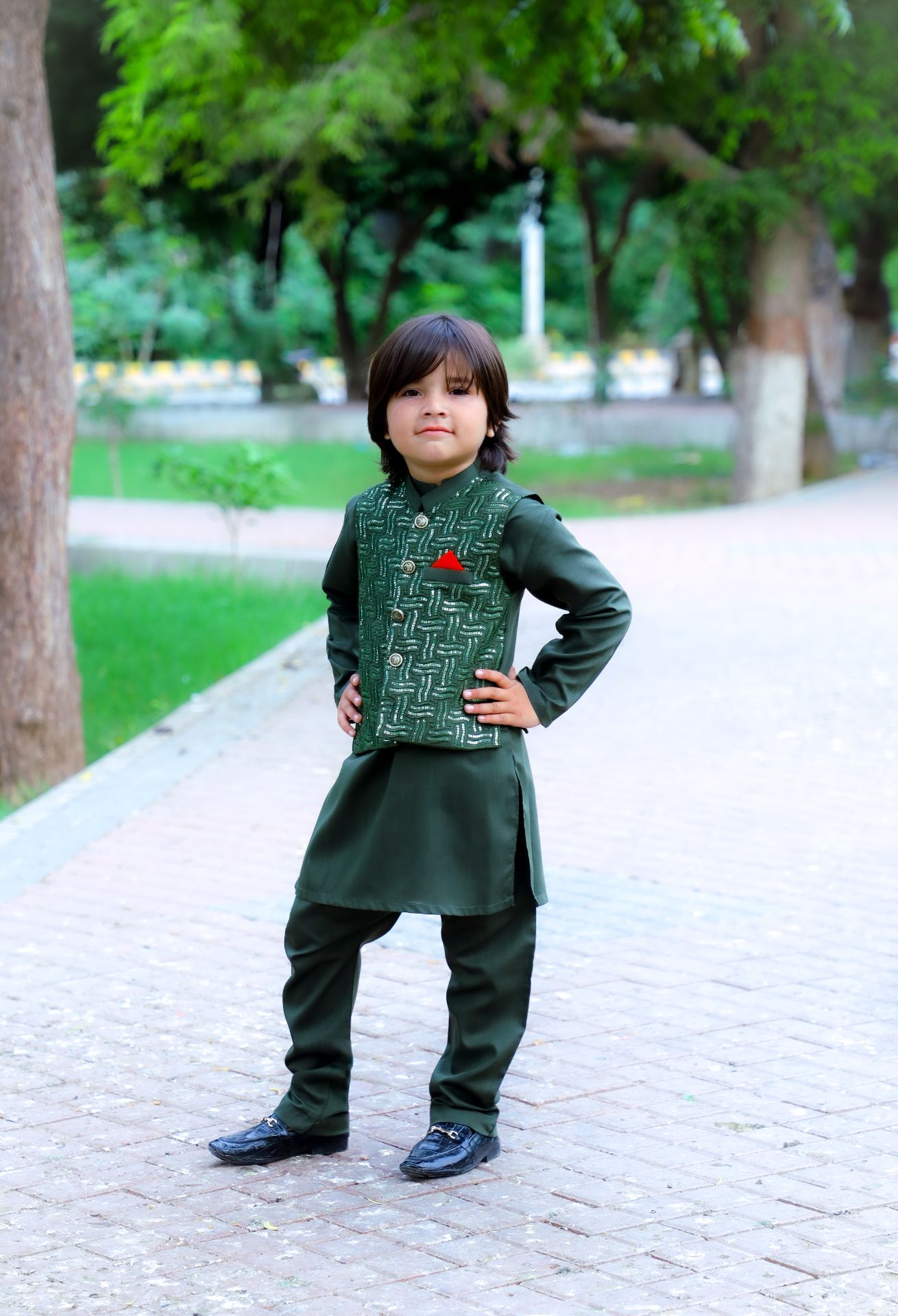 Forest Green Waistcoat Suit-KC 046