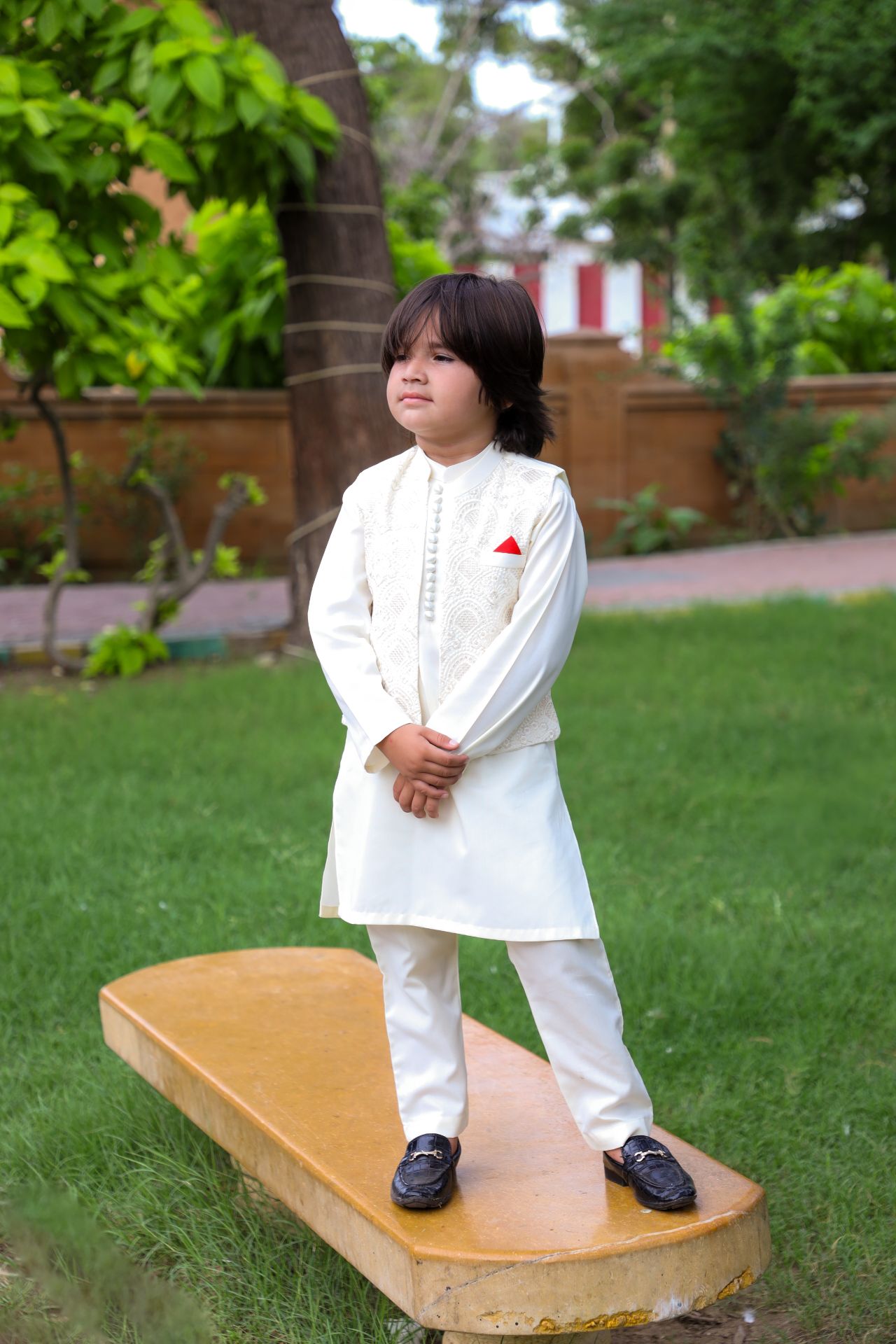 Cream White Waistcoat Suit-KC 048