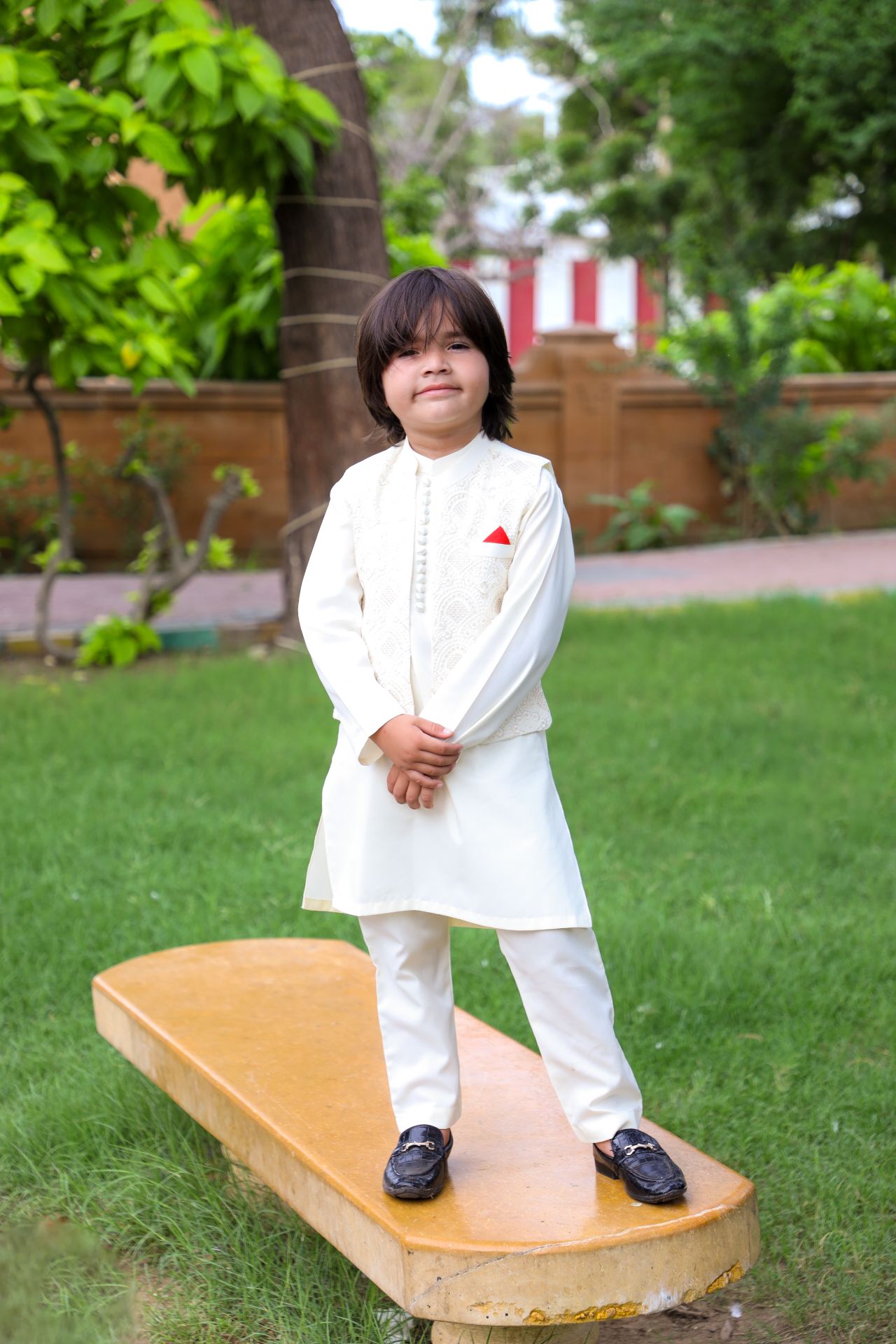 Cream White Waistcoat Suit-KC 048