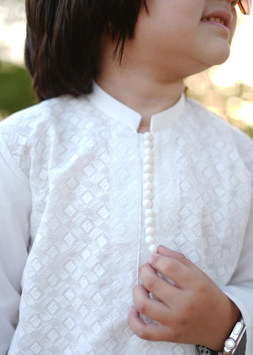 White chicken Kurta Trouser - KE 001