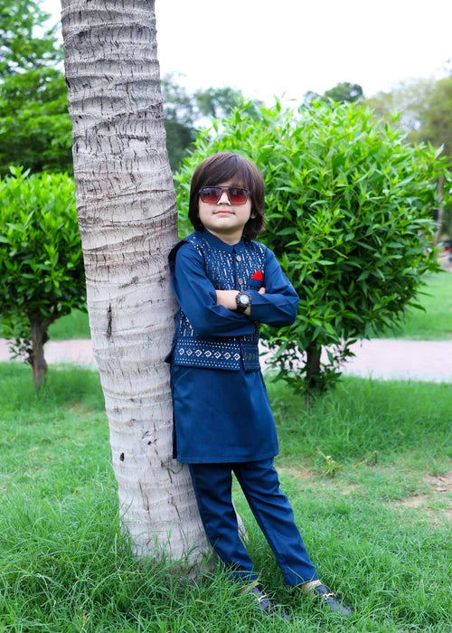 Navy Blue Waistcoat Suit-KC 034