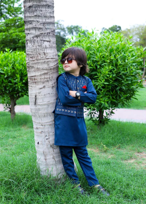 Navy Blue Waistcoat Suit-KC 034