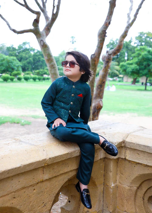 Pine Green Waistcoat Suit-KC 032