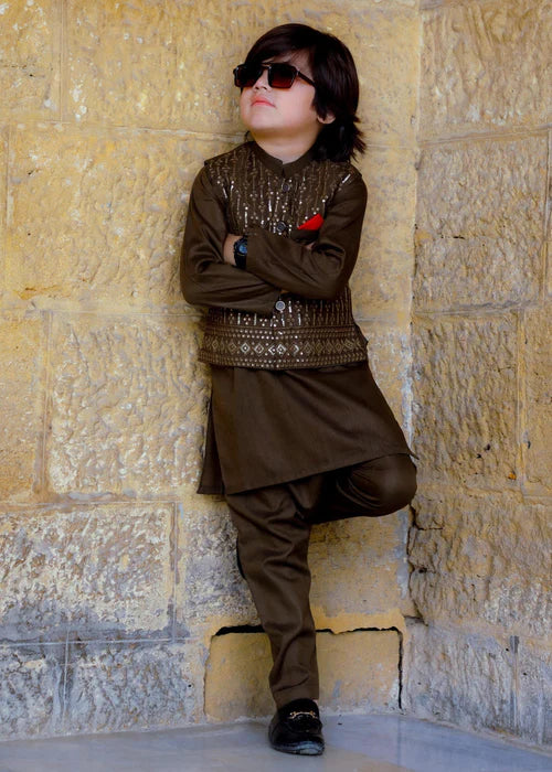 Maple Brown Waistcoat Suit-KC 041