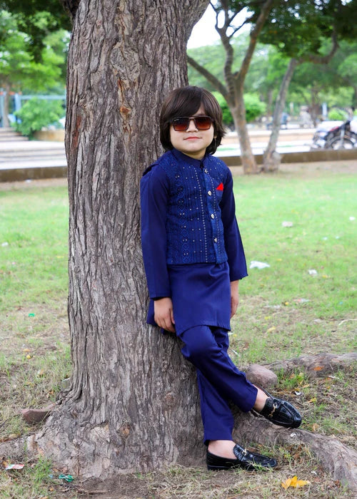 Resolution Blue Waistcoat Suit-KC 030