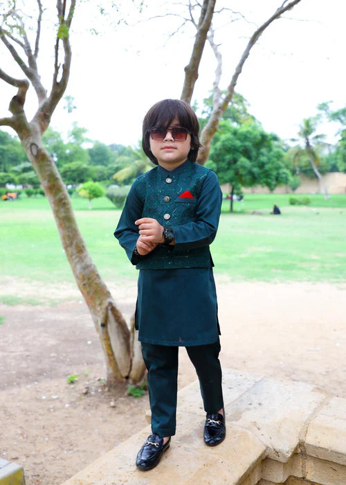 Pine Green Waistcoat Suit-KC 032