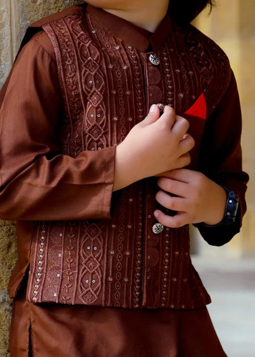 Yam Brown Waistcoat Suit-KC 044