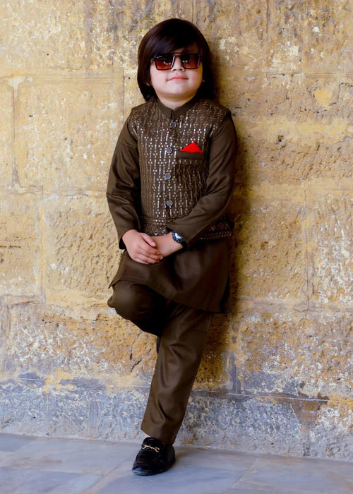 Maple Brown Waistcoat Suit-KC 041