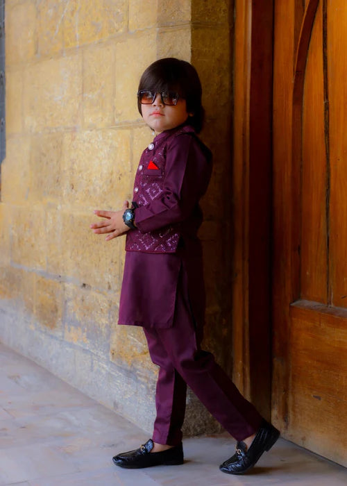 Plum Purple Waistcoat Suit-KC 042