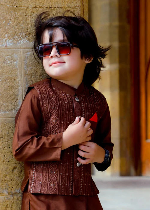 Yam Brown Waistcoat Suit-KC 044
