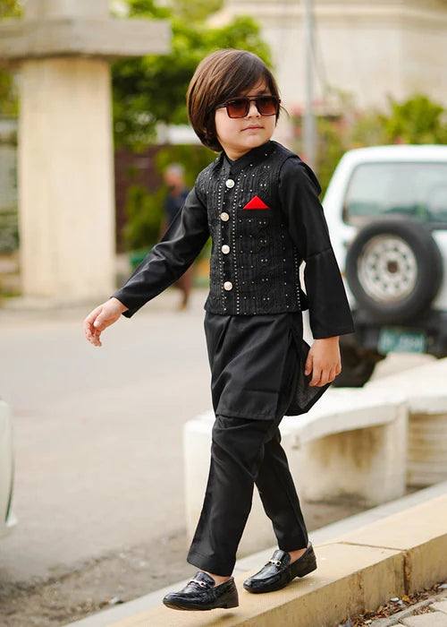 Jade Black Waistcoat Suit-KC 029