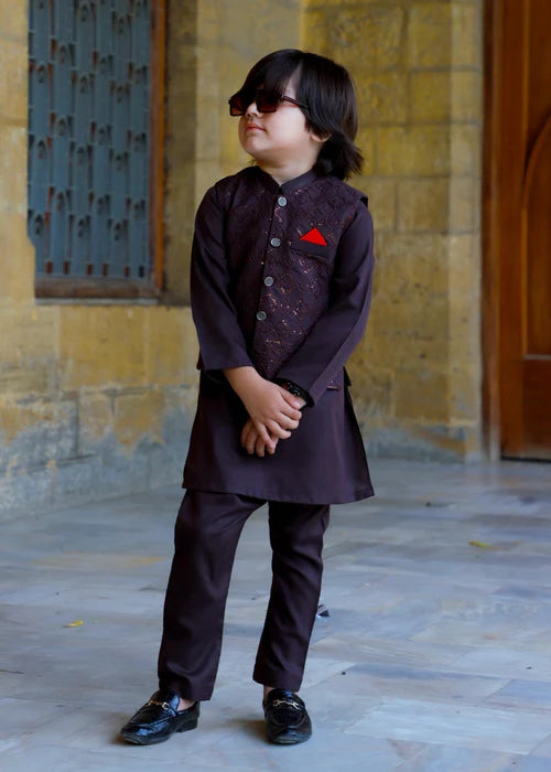 Plum Purple Waistcoat Suit-KC 042