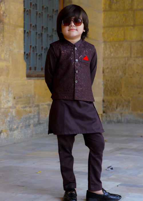 Brunette Brown Waistcoat Suit-KC 040
