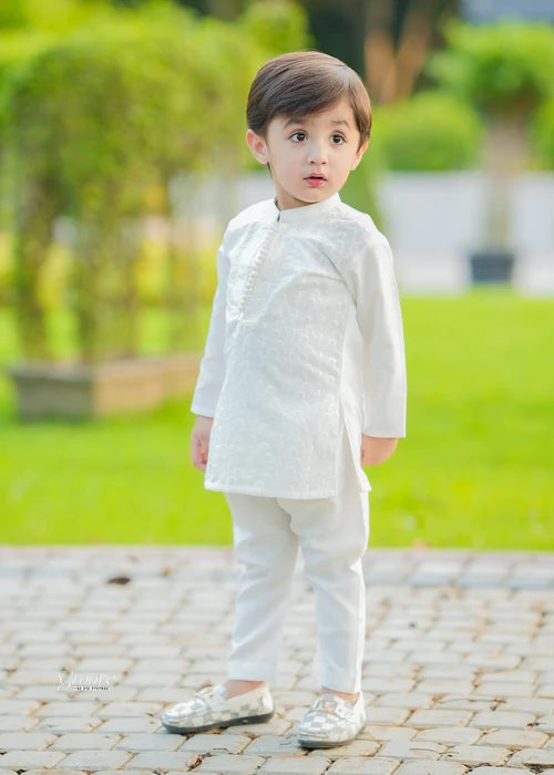 White chicken Kurta Trouser - KE 015
