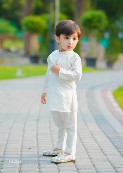 White chicken Kurta Trouser - KE 015