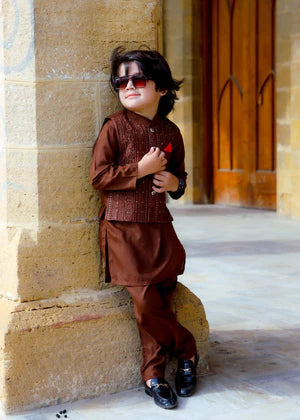 Yam Brown Waistcoat Suit-KC 044