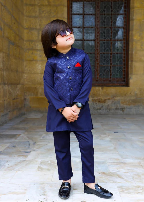 Dark Blue Waistcoat Suit-KC 036