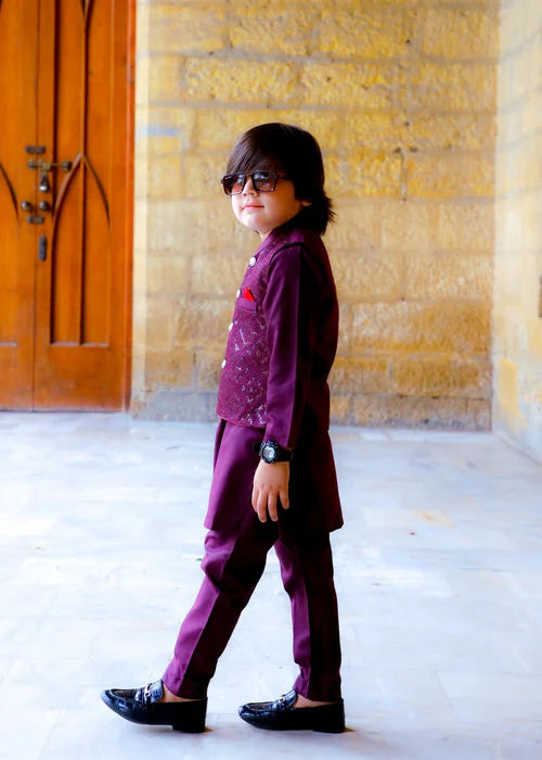 Plum Purple Waistcoat Suit-KC 042