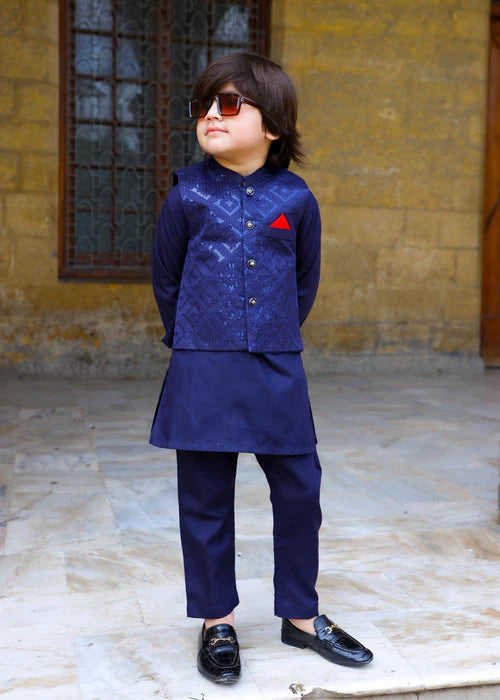 Dark Blue Waistcoat Suit-KC 036