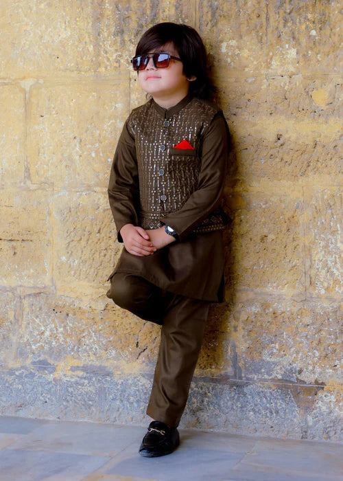 Maple Brown Waistcoat Suit-KC 041