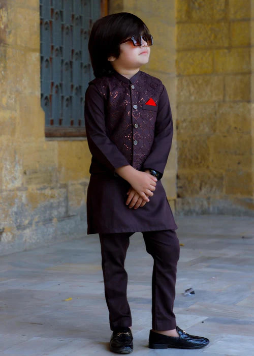 Brunette Brown Waistcoat Suit-KC 040