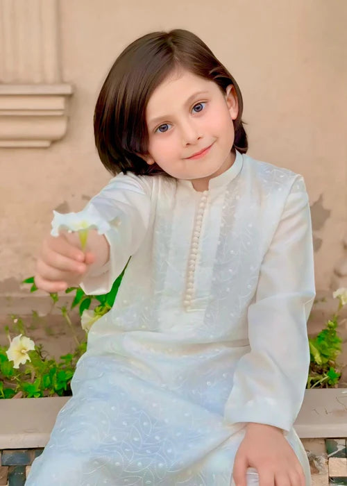 White chicken Kurta Trouser - KE 013