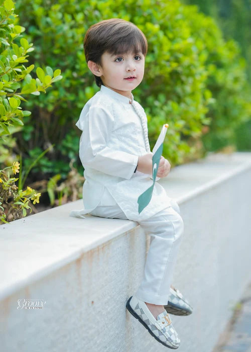 White chicken Kurta Trouser - KE 015