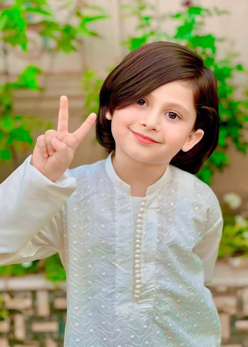 White chicken Kurta Trouser - KE 013