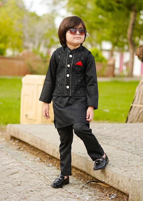 Jade Black Waistcoat Suit-KC 029