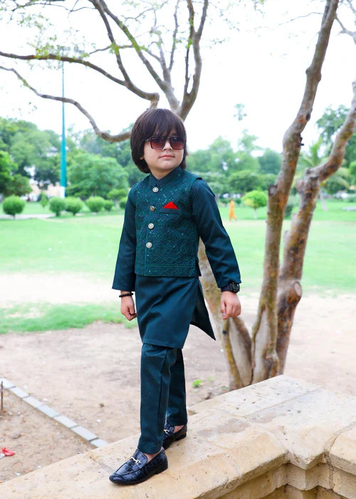 Pine Green Waistcoat Suit-KC 032