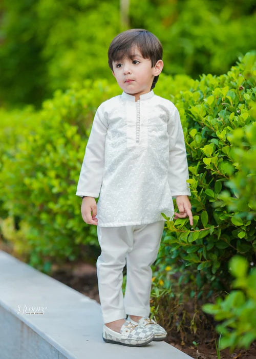 White chicken Kurta Trouser - KE 015