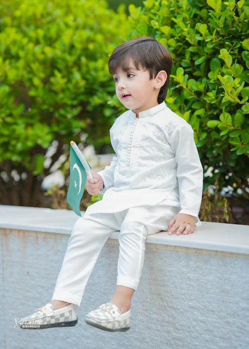 White chicken Kurta Trouser - KE 015