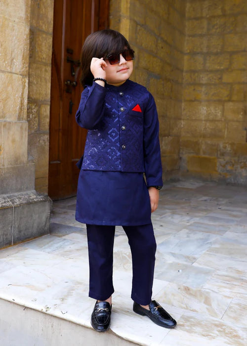 Dark Blue Waistcoat Suit-KC 036