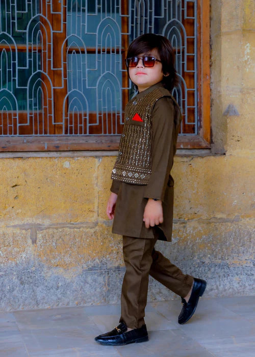 Maple Brown Waistcoat Suit-KC 041
