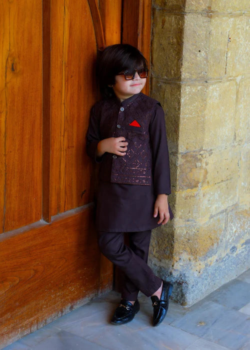 Brunette Brown Waistcoat Suit-KC 040