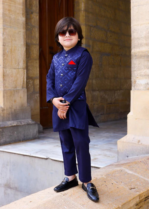 Dark Blue Waistcoat Suit-KC 036