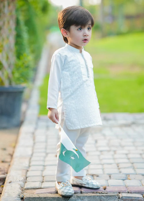 White chicken Kurta Trouser - KE 015