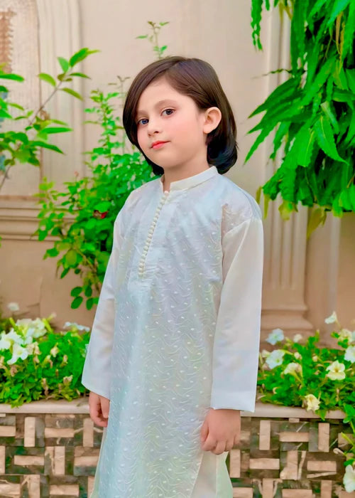 White chicken Kurta Trouser - KE 013