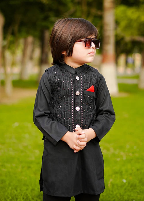 Jade Black Waistcoat Suit-KC 029